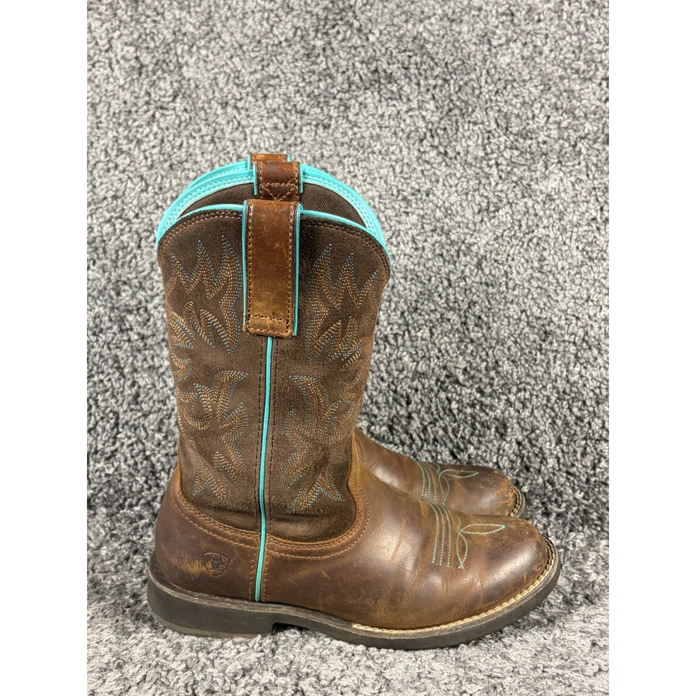 Ariat Fatbaby Heritage Brown Leather Turquoise Western Boots 10021457 Womens 7B